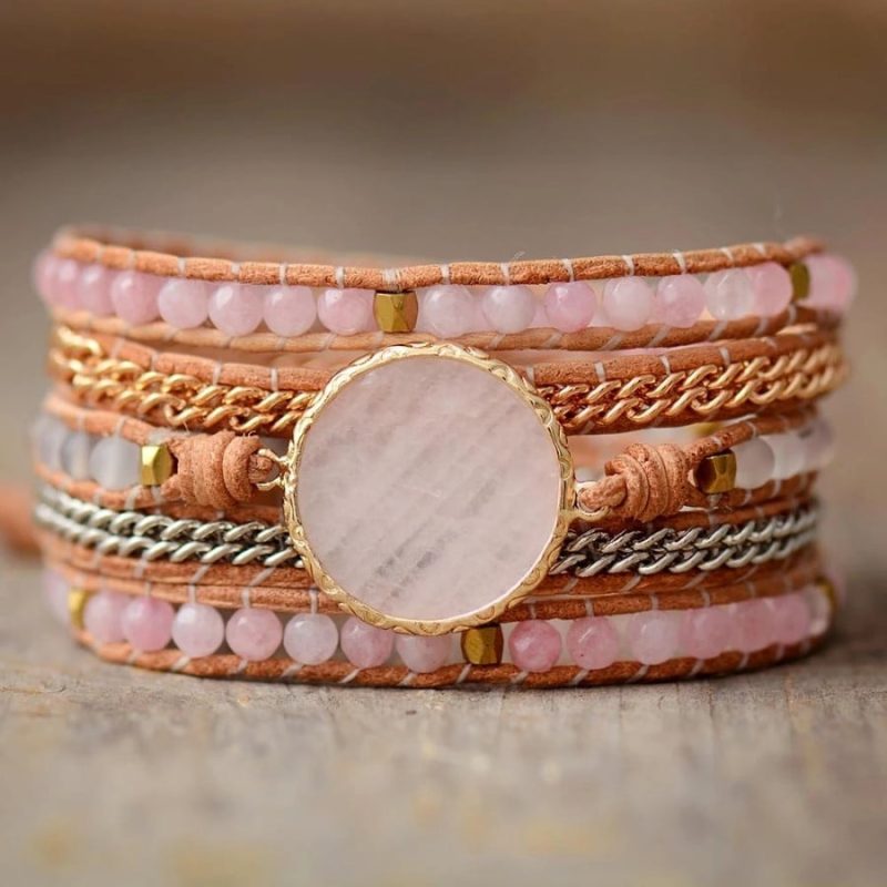Rose Quartz Leather Bracelet