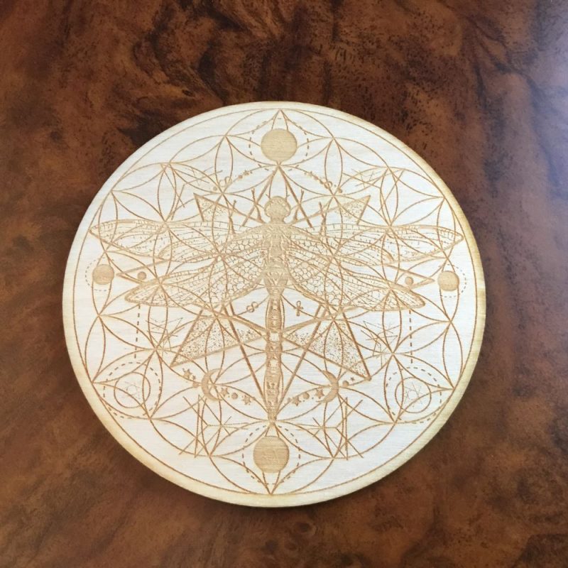 Dragonfly Flower of Life Crystal Grid Board